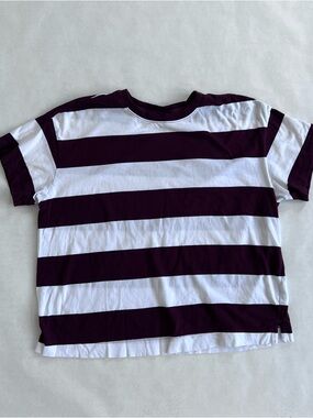 Old Navy 100% Cotton Burgundy & White Striped T-Shirt Women’s Size Large